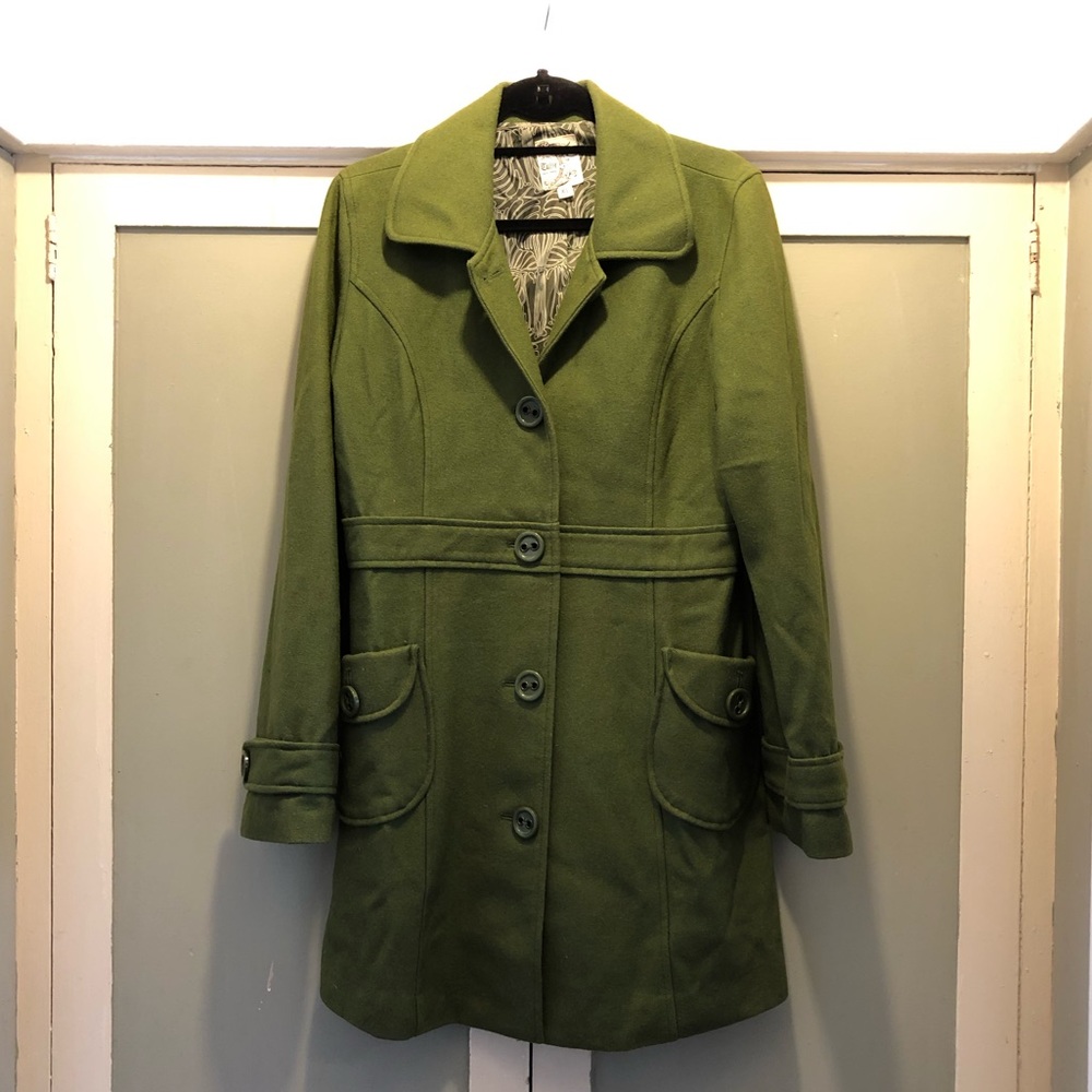 Tulle Olive Green Trench Pea Coat